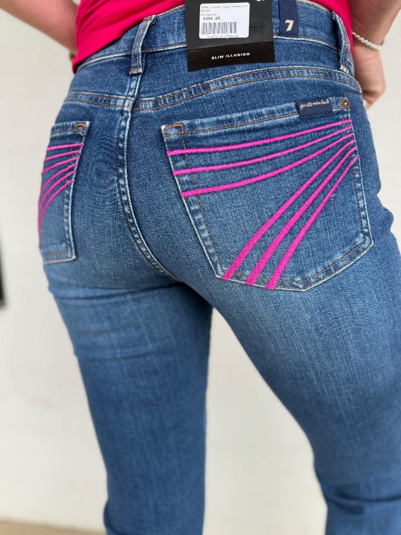 7FAMK Womens Jeans 23x32 / Moonwater 7FAMK Trouser Jeans Womens Mid Rise