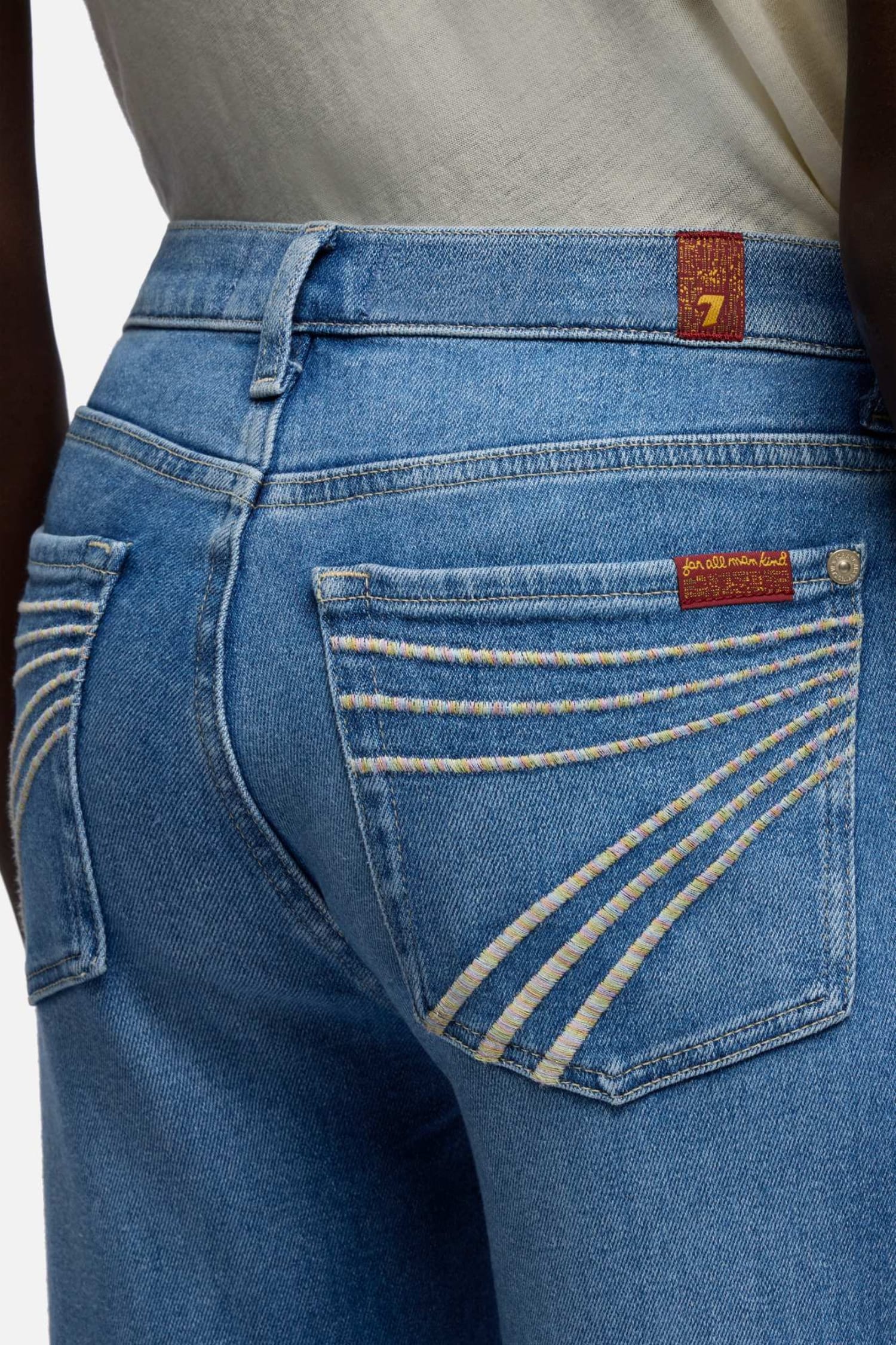 7FAMK Womens Jeans 24x34 / Light Blue 7 For All Man Kind Jeans Womens Bluehaven Mid Rise