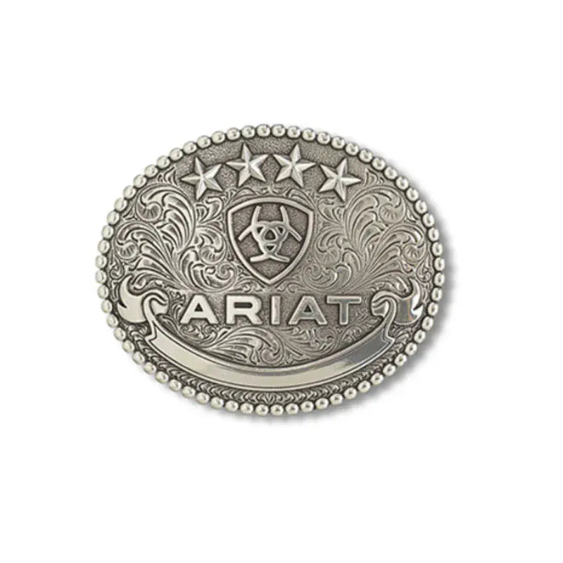 Ariat Belt Accessories Antique Silver Ariat Belt Buckle Oval Bead Edge