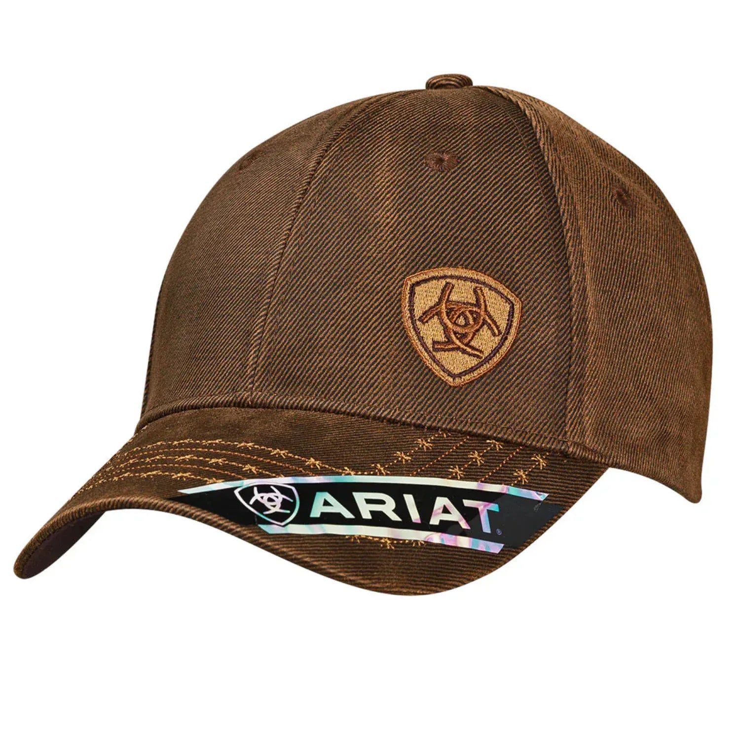 Ariat Caps Brown Ariat Cap Mens Barb Wire Stitch Oilskin