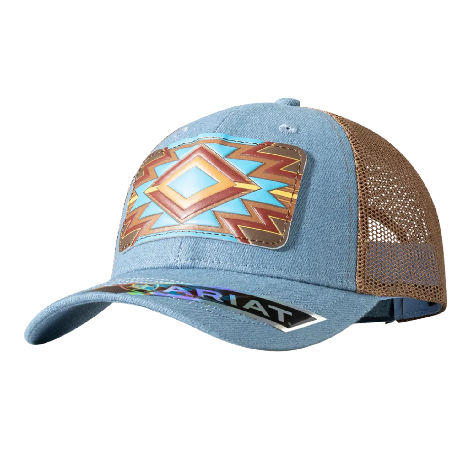 Ariat Caps Denim Ariat Cap Womens Leather Patch