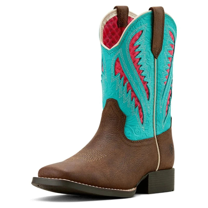Ariat Kids Boots - Shoes CH 4 / Rich Clay/Turquoise Floral Emboss Ariat Boots Kids Quickdraw Venttek