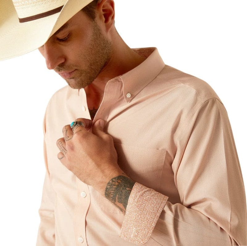 Ariat Mens Shirts L / Light Brown Ariat Shirt Mens Wrinkle Free Fitted