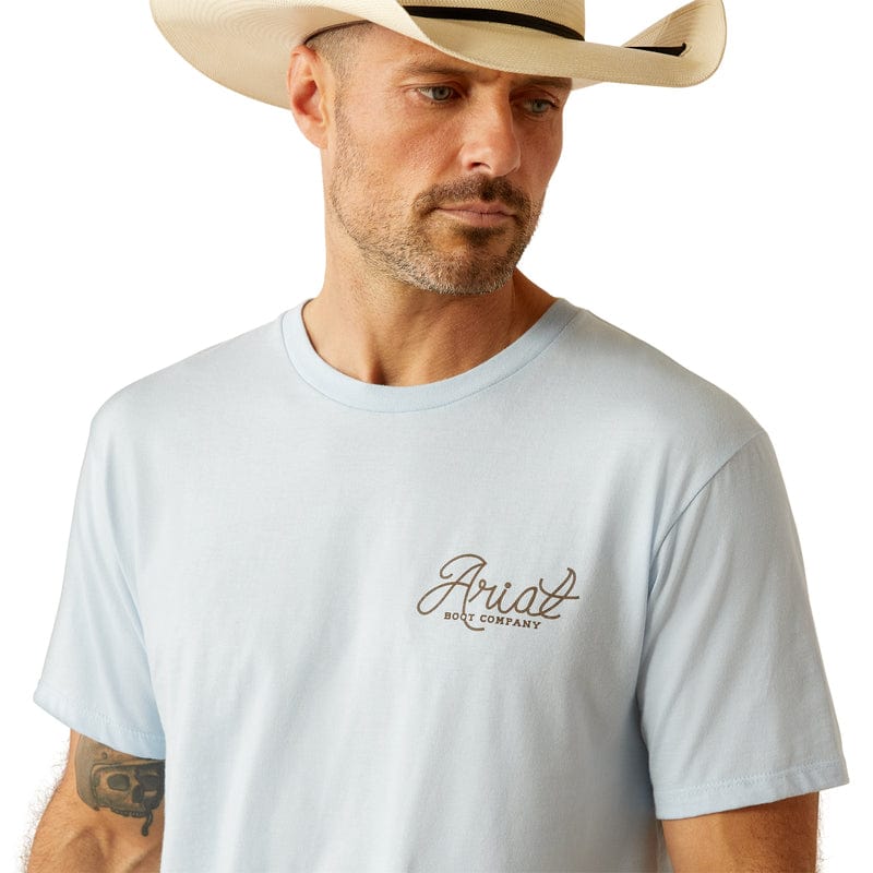 Ariat Mens Shirts M / Sky Blue Ariat Tee Mens Cactus Roper
