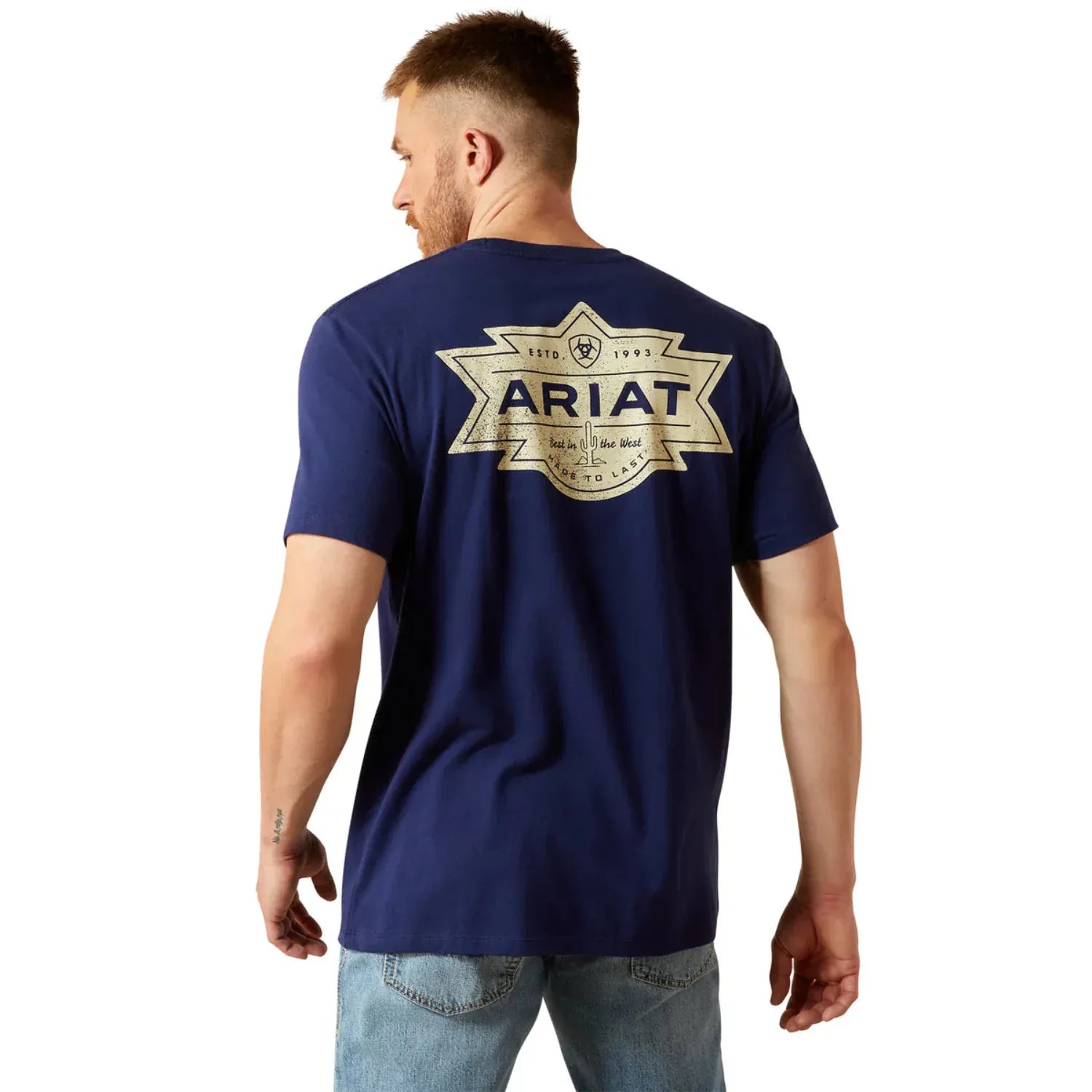 Ariat Mens Shirts S / Medieval Blue Ariat Tee Mens Mesa Motif Lockup