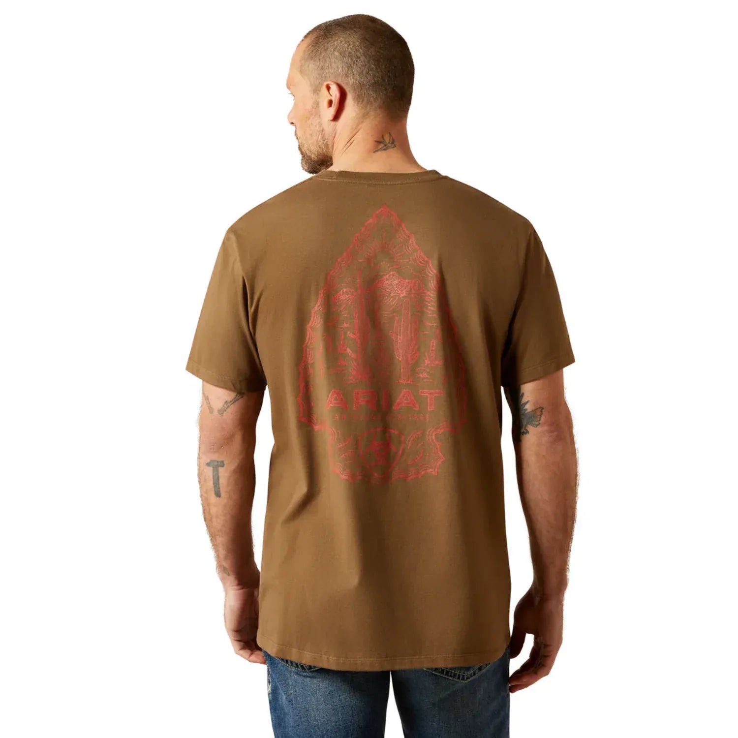 Ariat Mens Shirts S / Teak Ariat Tee Mens Stone Arrowhead