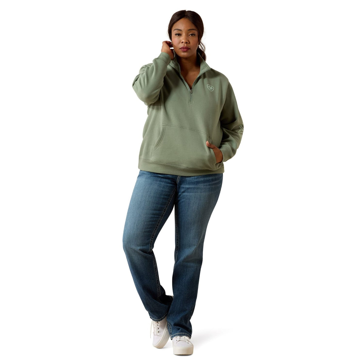 Ariat Womens Jumpers- Jackets - Vests Ariat Jumper Womens Foundation Logo 1/2 Zip
