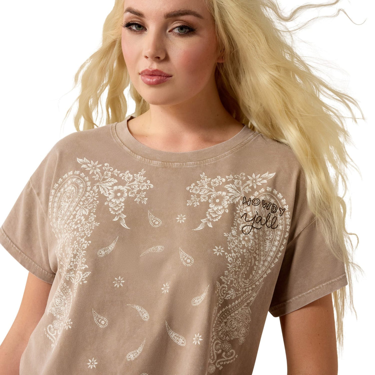 Ariat Womens Shirts Ariat Tee Womens Paisley Boxy Cropped