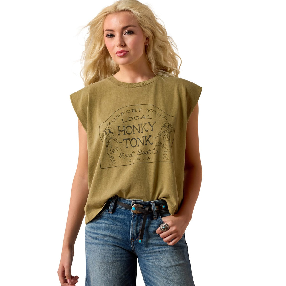 Ariat Womens Shirts XS / Faded Army Ariat Top Womens Honky Tonk Tank