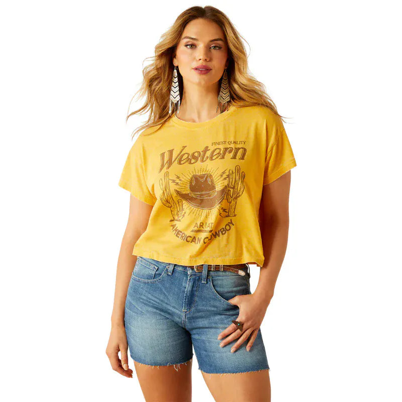 Ariat Womens Shirts XS / Mango Mojito Ariat Tee Womens Gold Rush Cropped