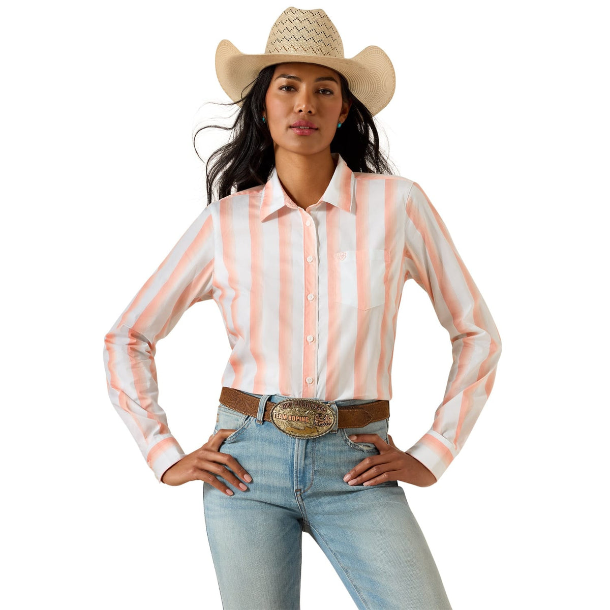 Ariat Womens Shirts XS / Peach Amber Ariat Shirt Womens Kirby Stripe