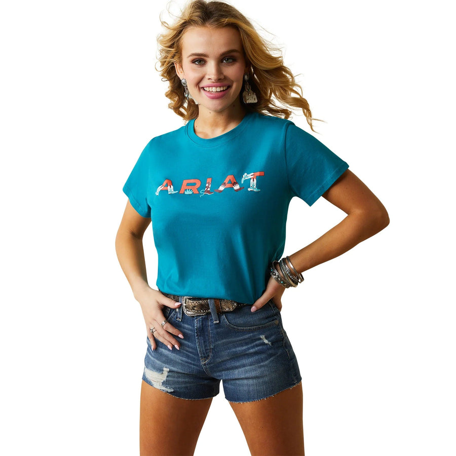 Ariat Womens Tops Ariat Womens Real Boot Kickin Logo T-Shirt (10043632)