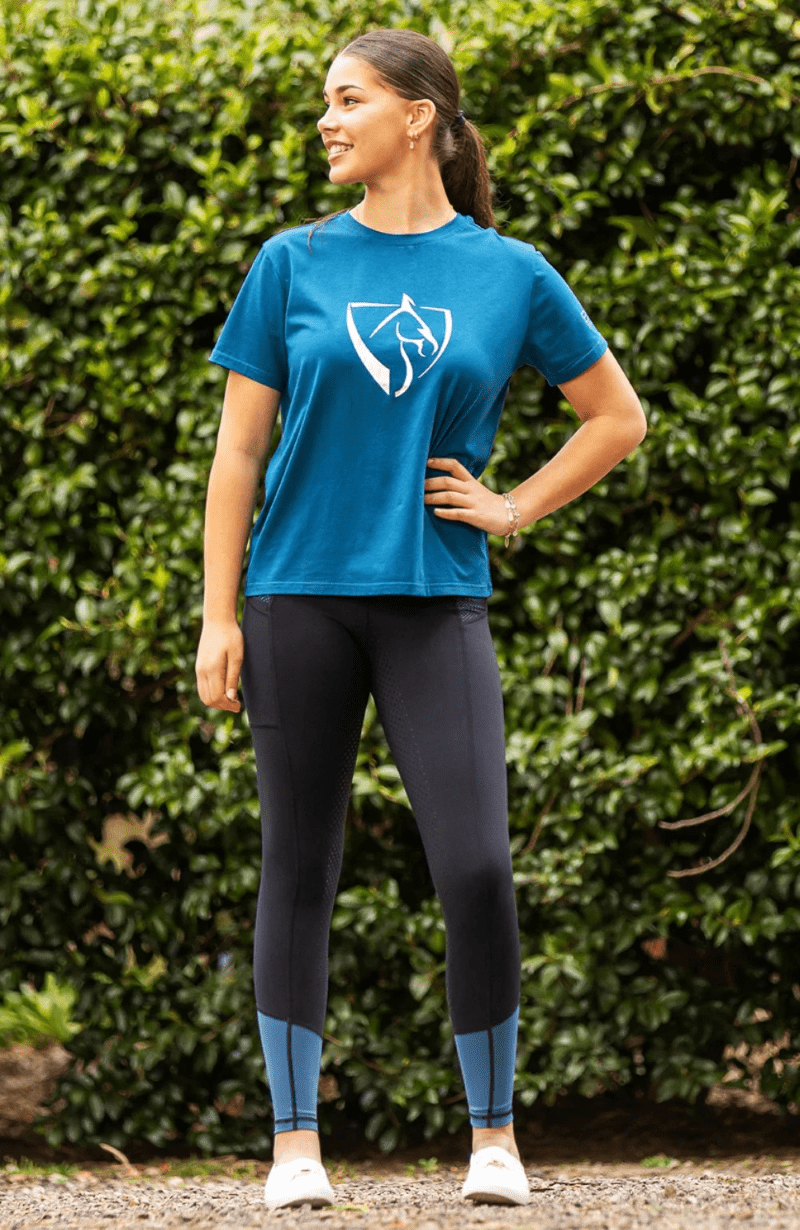 Bare Equestrian Kids Jodhpurs & Breeches Bare Equestrian Tights Youth Teal Glamour