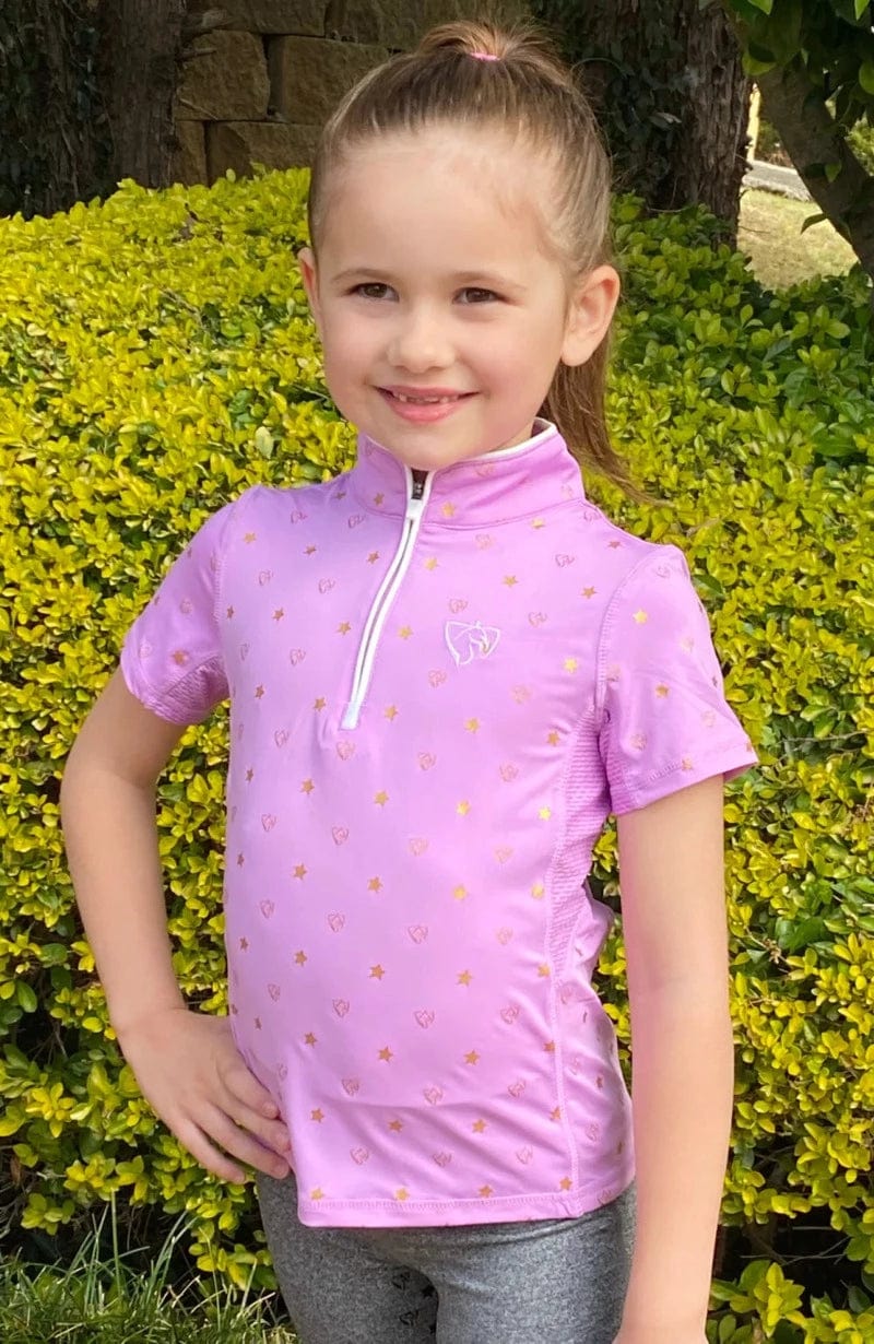Bare Equestrian Kids Riding Tops & Jackets 02 / Pink Bare Equestrian Shirt Kids Pink Star Dust