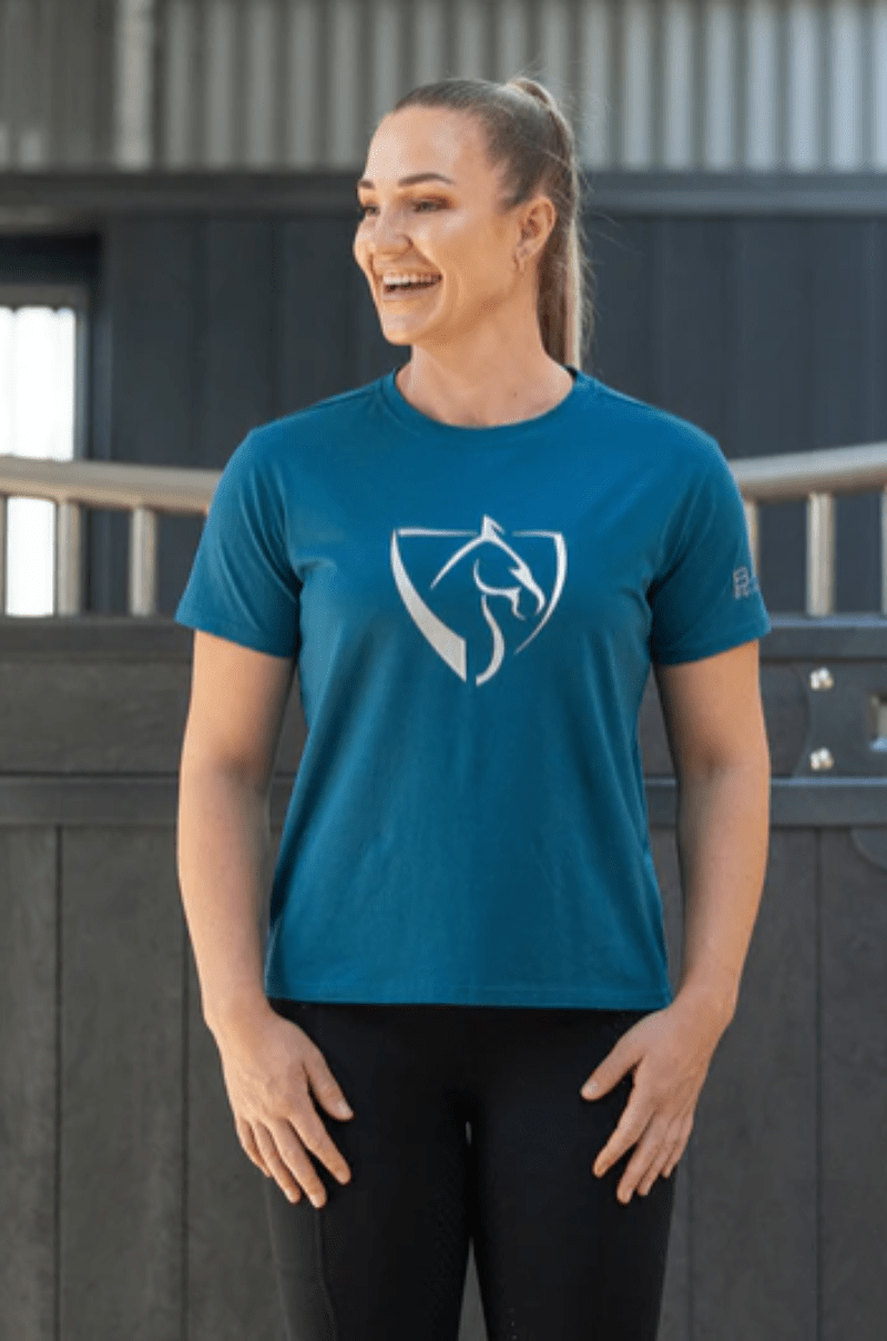 Bare Equestrian Womens Shirts Bare Equestrian Tee Womens Silver Logo