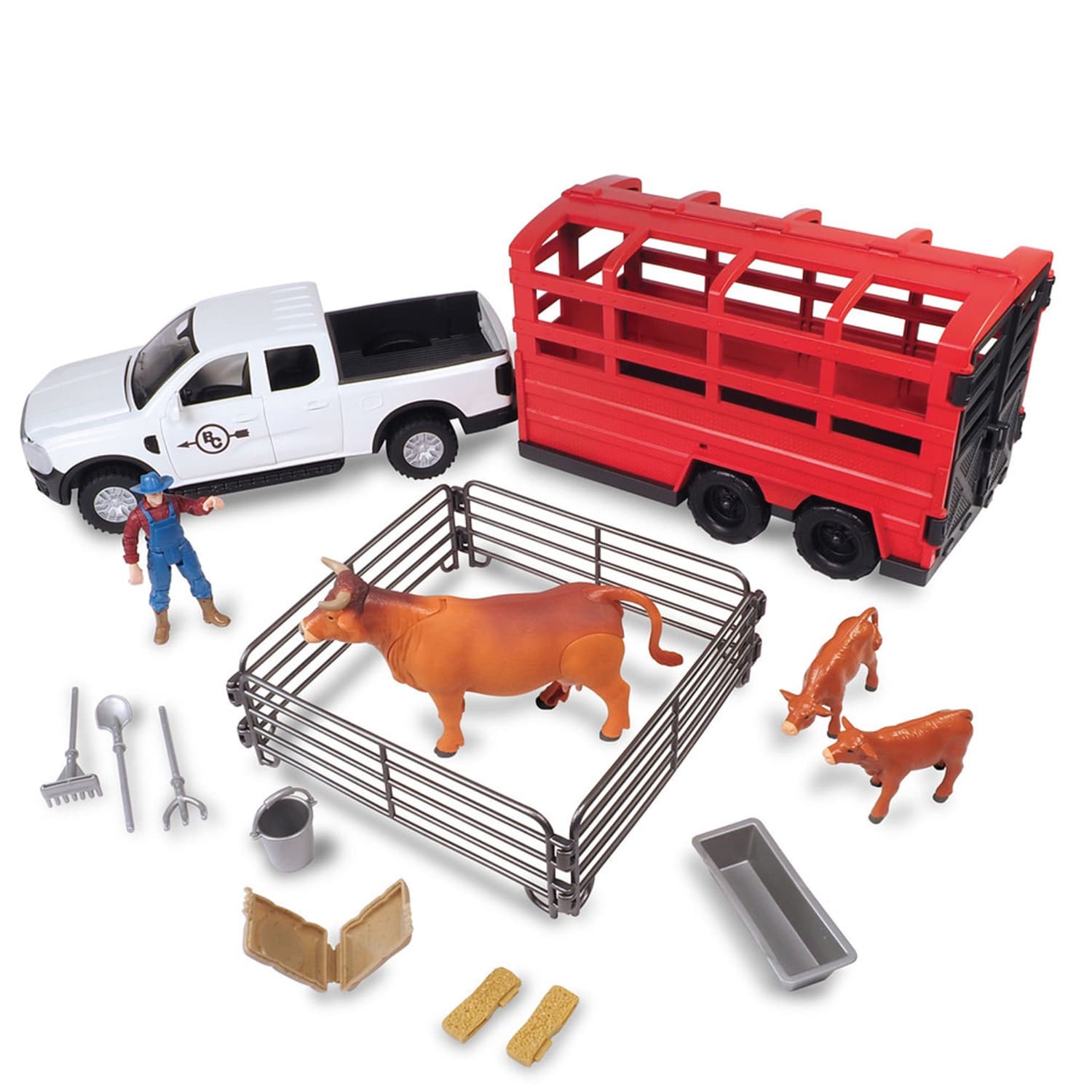 Big Country Toys Toys Big Country Toys Truck & Cattle Trailer 18 Piece