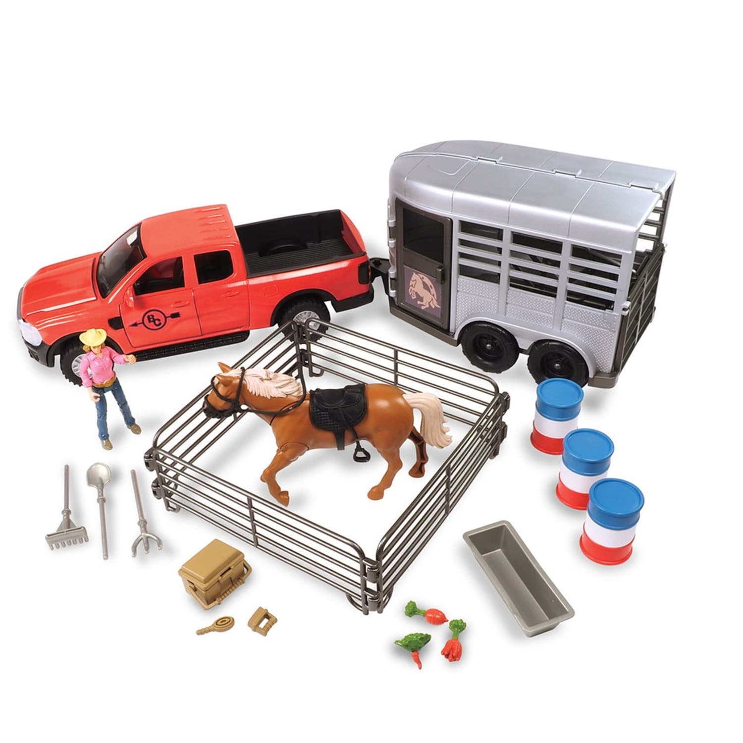 Big Country Toys Toys Big Country Toys Truck & Horse Trailer 24 Piece