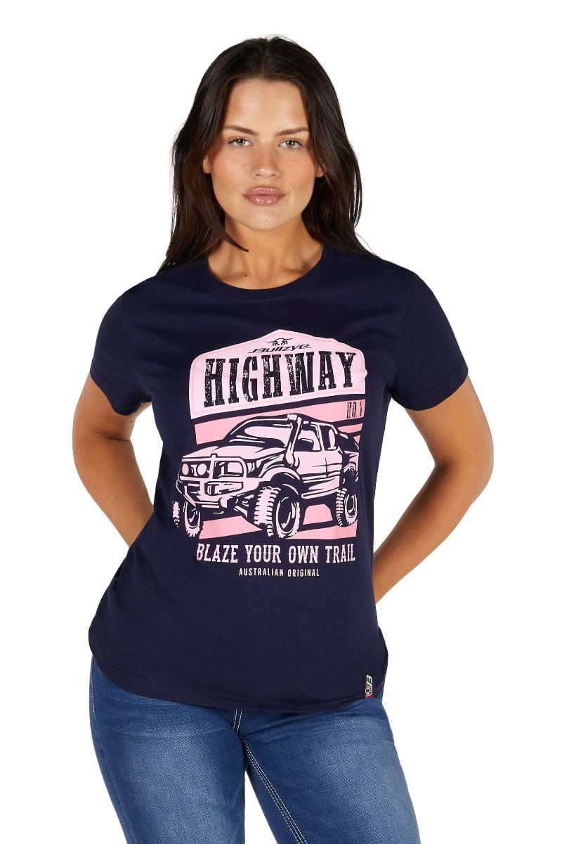 Bullzye Womens Shirts 08 / Navy Bullzye Tee Womens Olivia