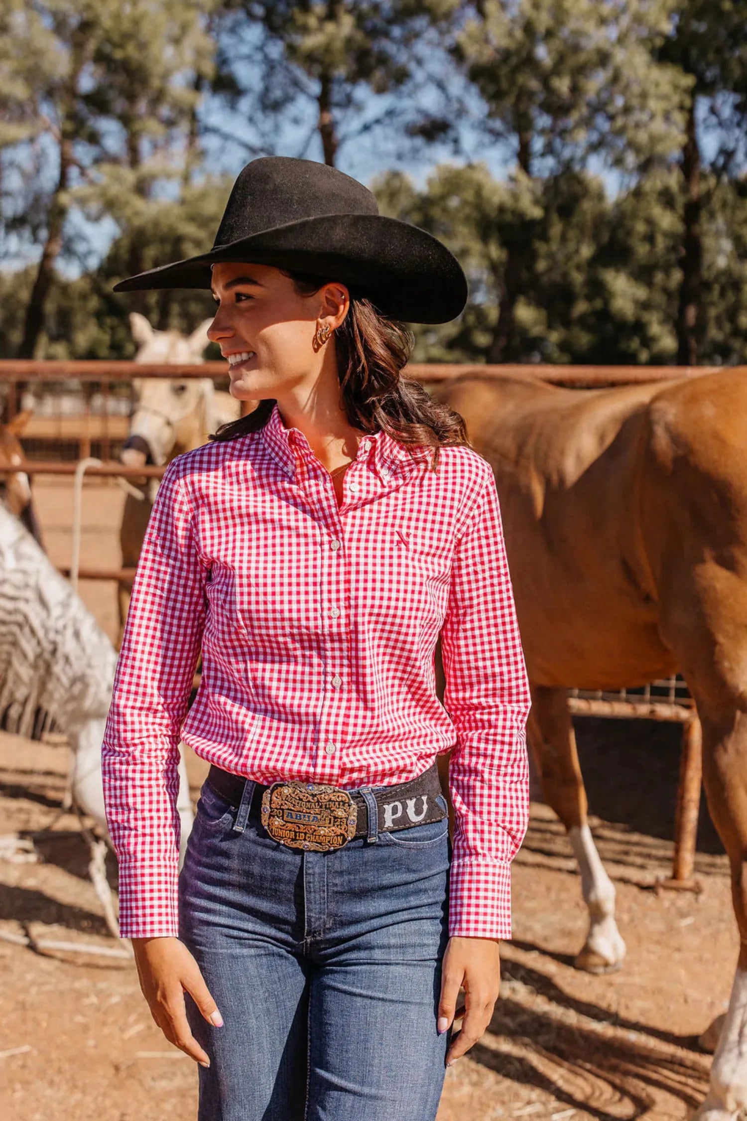 Campdraft Aus Womens Shirts 06 / Hot Pink Check Campdraft Aus Shirt Womens Ninety Slim Fit