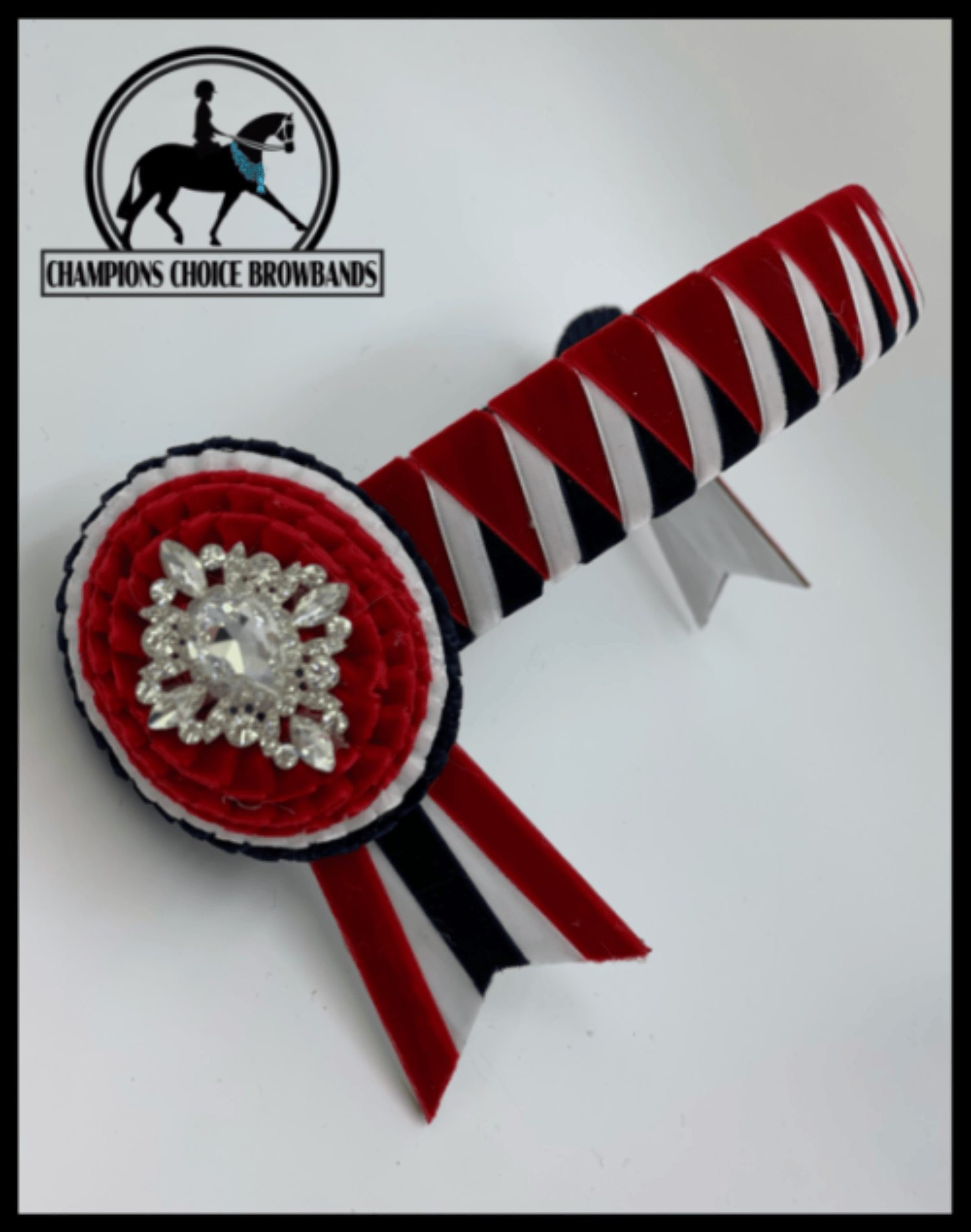 Champions Choice Bridle Accessories Full/15in / Red/Navy/White Champion Choice Browband