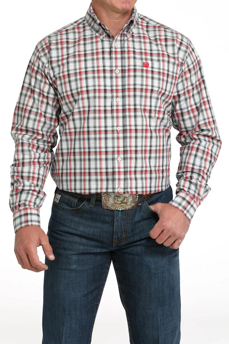 Cinch Mens Shirts XS / Grey/Black/Red Cinch Shirt Mens Check
