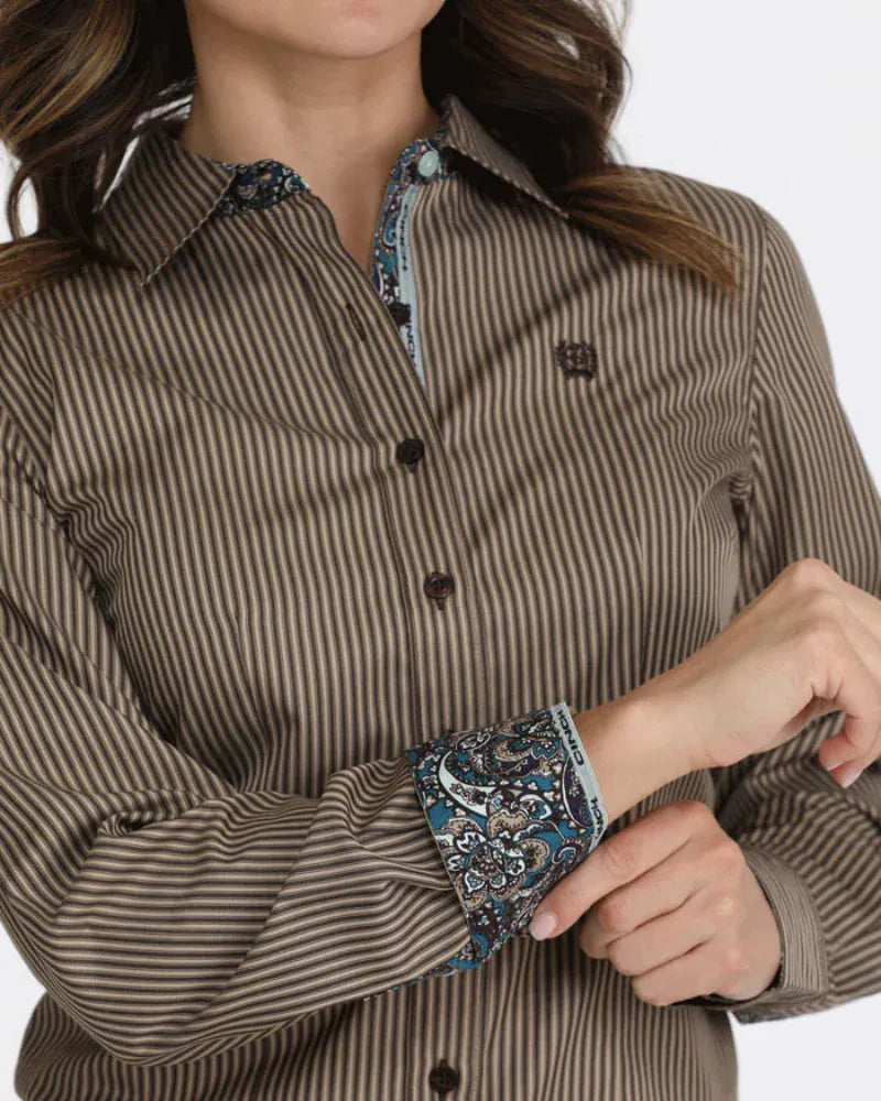 Cinch Womens Shirts XS / Brown Cinch Shirt Womens Stripe