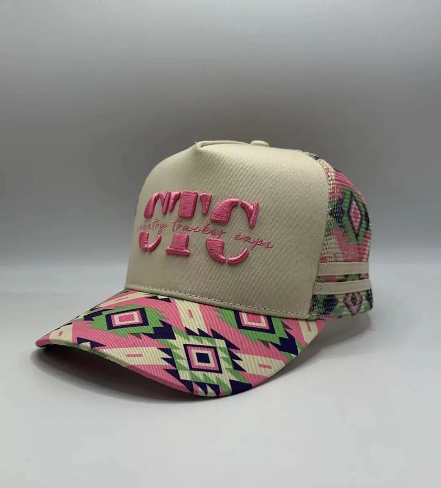 Country Trucker Caps Caps Beige/Pink/Green CTC Cap Trucker Multi Aztec Ponytail High Peak