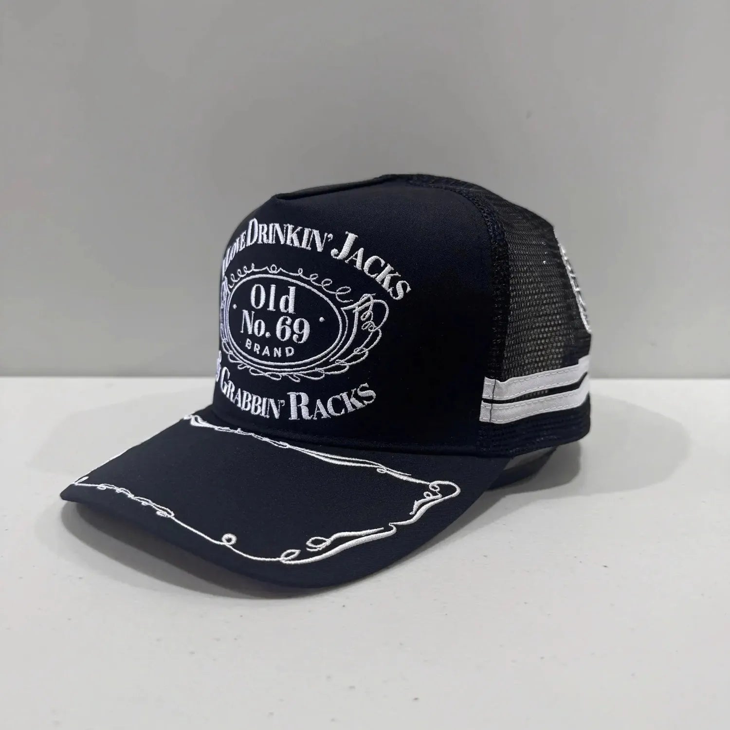 Country Trucker Caps Caps Black/White CTC Cap Trucker Drinkin Jacks