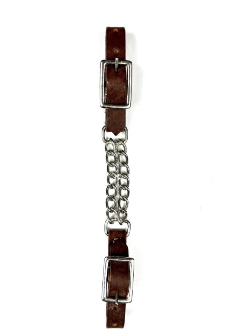 Ezy Ride Bits Tan Ezy Ride Curb Strap Double Chain Harness
