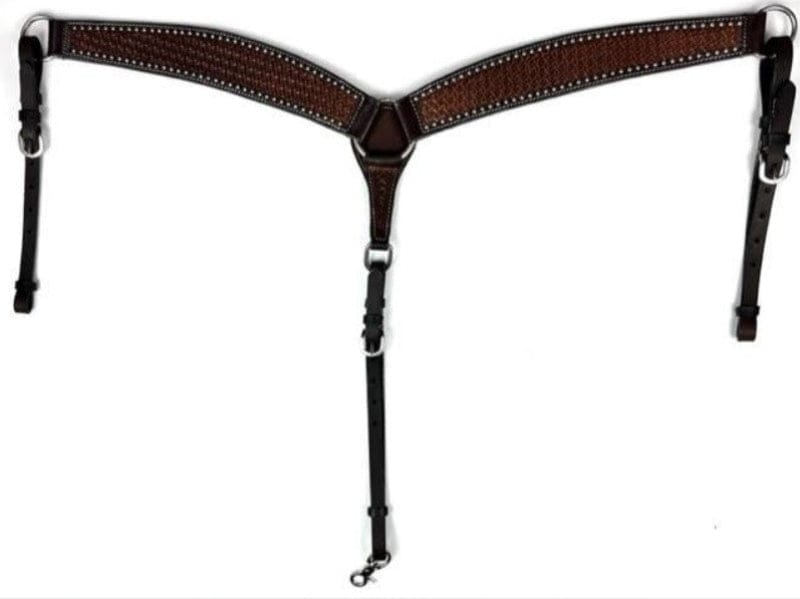 Ezy Ride Breastplates - Martingales Cob/Full / Dark Brown Ezy Ride Breastplate Shaped with Dots & Stamping