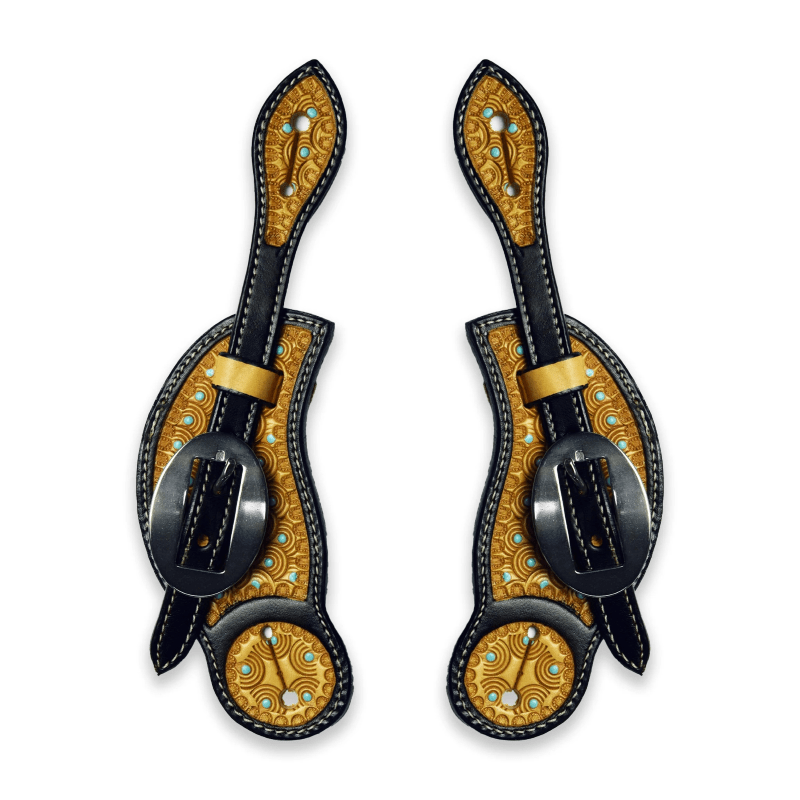 Ezy Ride Spur Straps Ezy Ride Spur Straps Cowboy Shaped with Stamping & Turquoise Dots