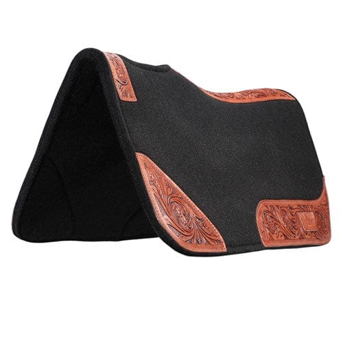 Fort Worth Saddle Pads Western 32x30 / Black Fort Worth Saddle Pad Tooled Felt Floral