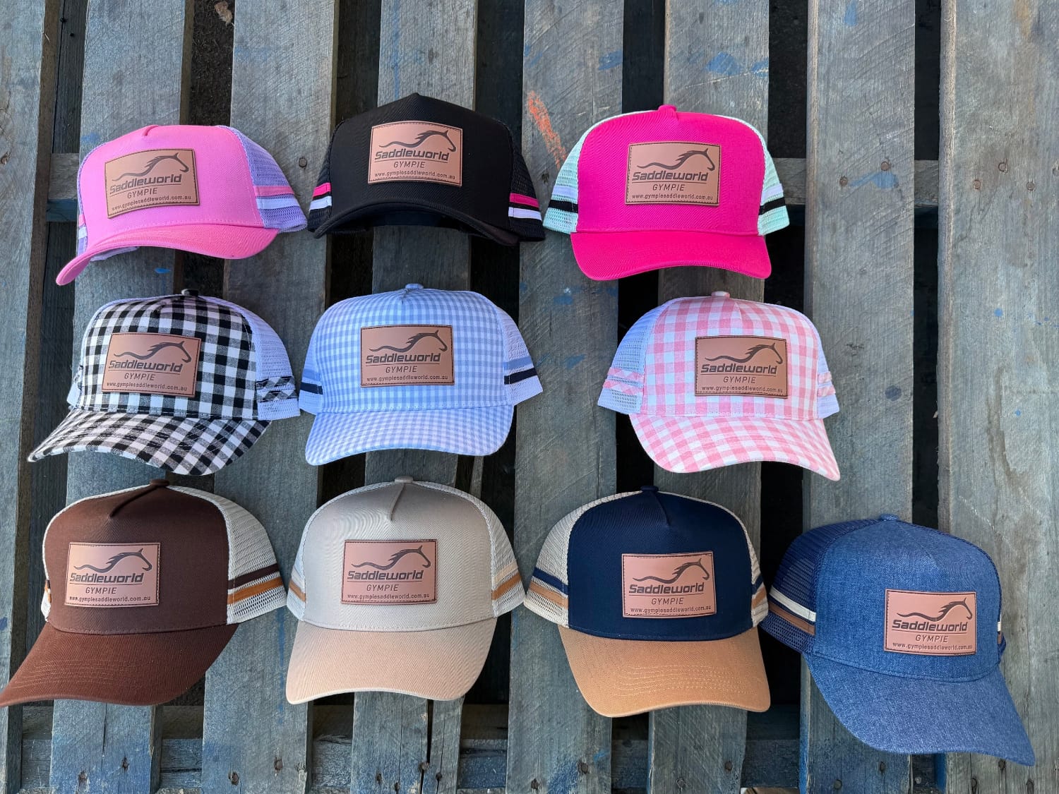 Gympie Saddleworld Caps Assorted Gympie Saddleworld Trucker Cap with Leather Patch