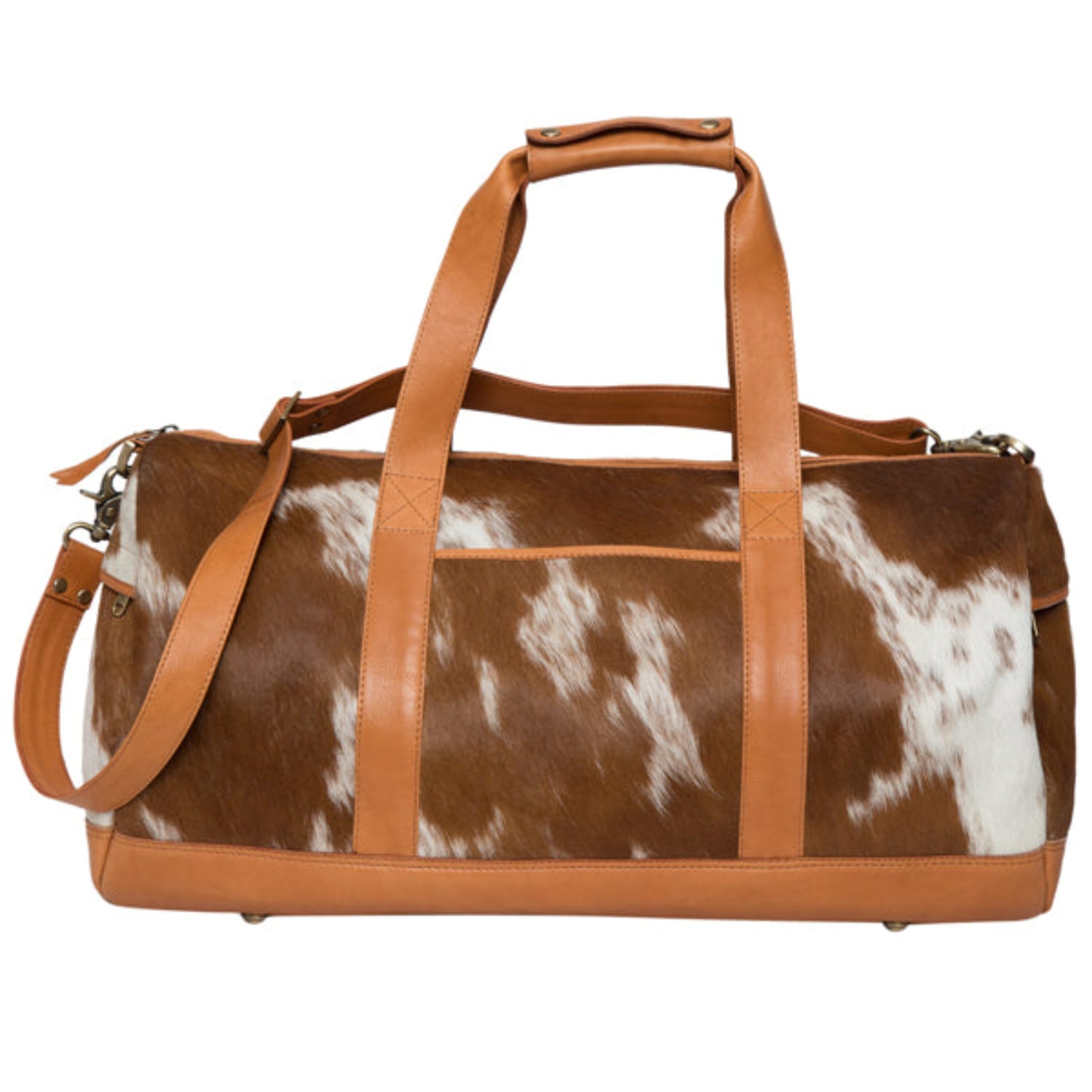Gympie Saddleworld & Country Clothing Gear Bags - Luggage Tan/White Cowhide Weekender Bag