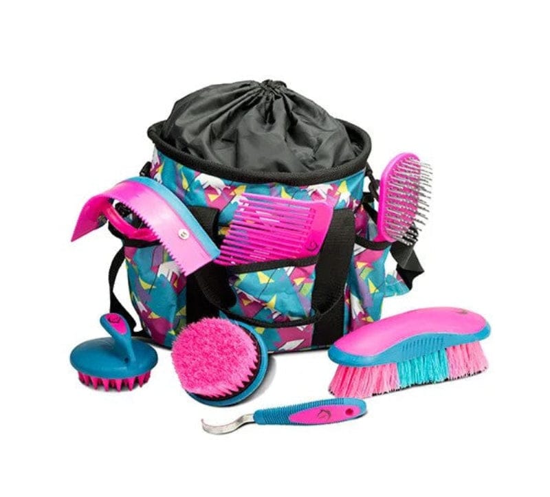 Gympie Saddleworld & Country Clothing Grooming Pink/Blue Bainbridge Grooming Kit Abstract Pattern
