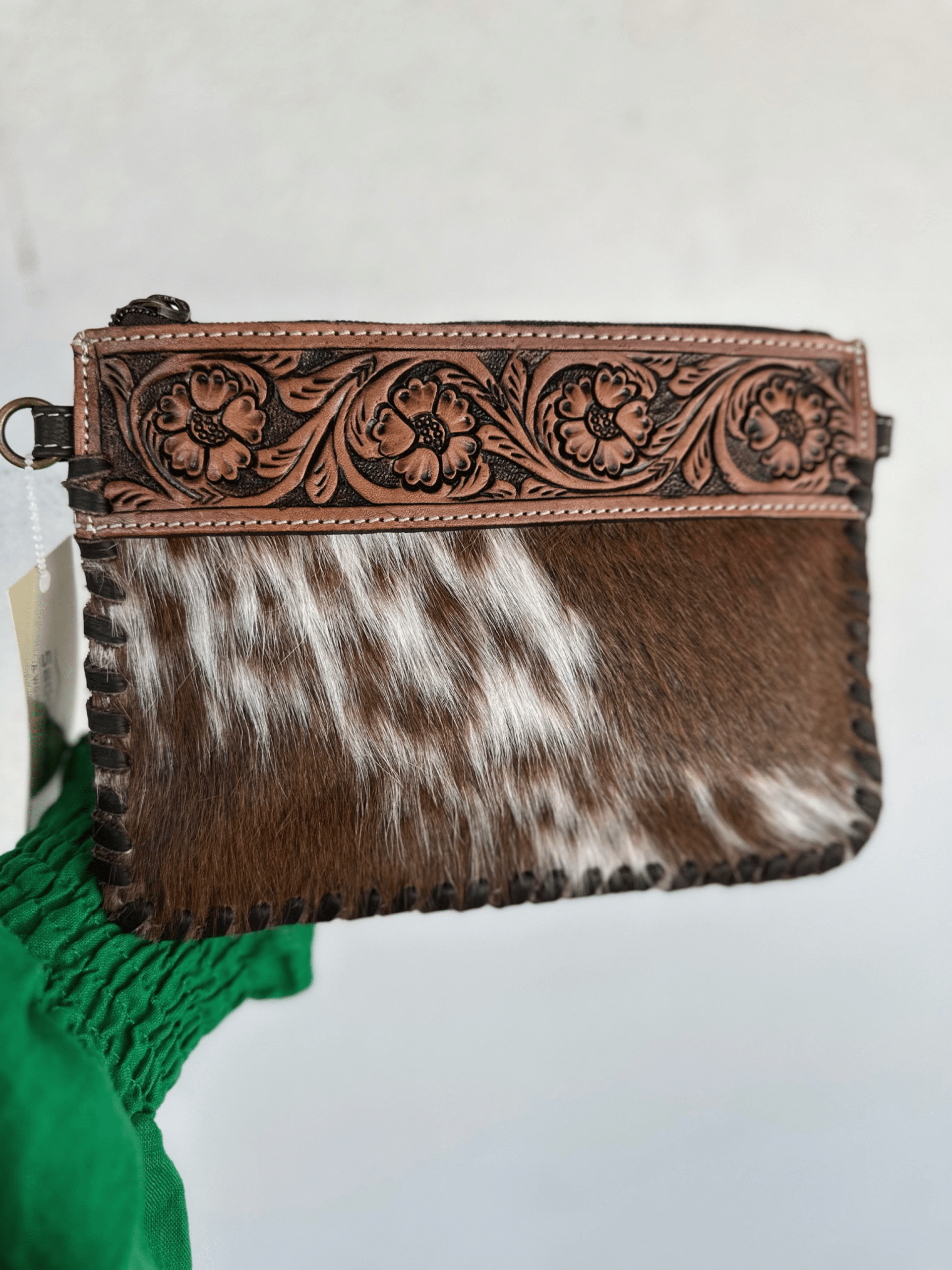 Gympie Saddleworld & Country Clothing Handbags & Wallets Brown/White Volcan Cowhide and Leather Bag (AC43)