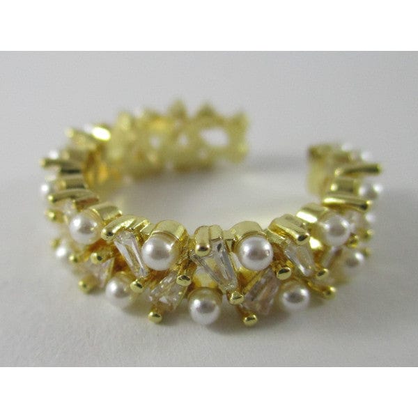 Gympie Saddleworld & Country Clothing Jewellery Pearl Ring Tiny with CZ Crystals on Open Band (RIN333)