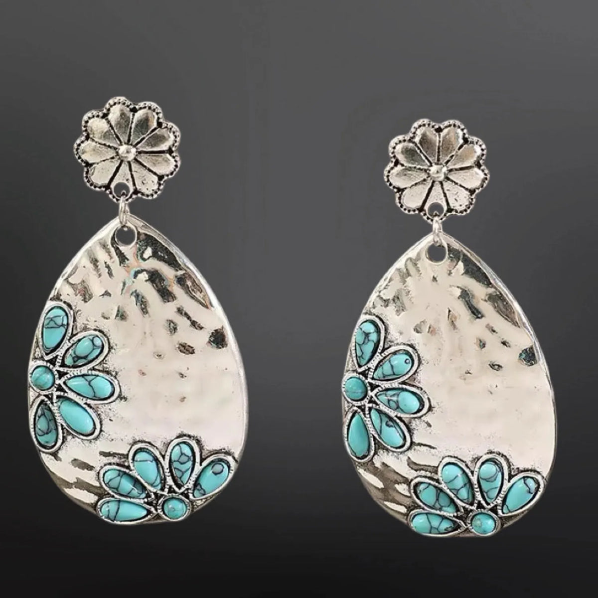 Gympie Saddleworld & Country Clothing Jewellery Turquoise Earrings Cluster Teardrop