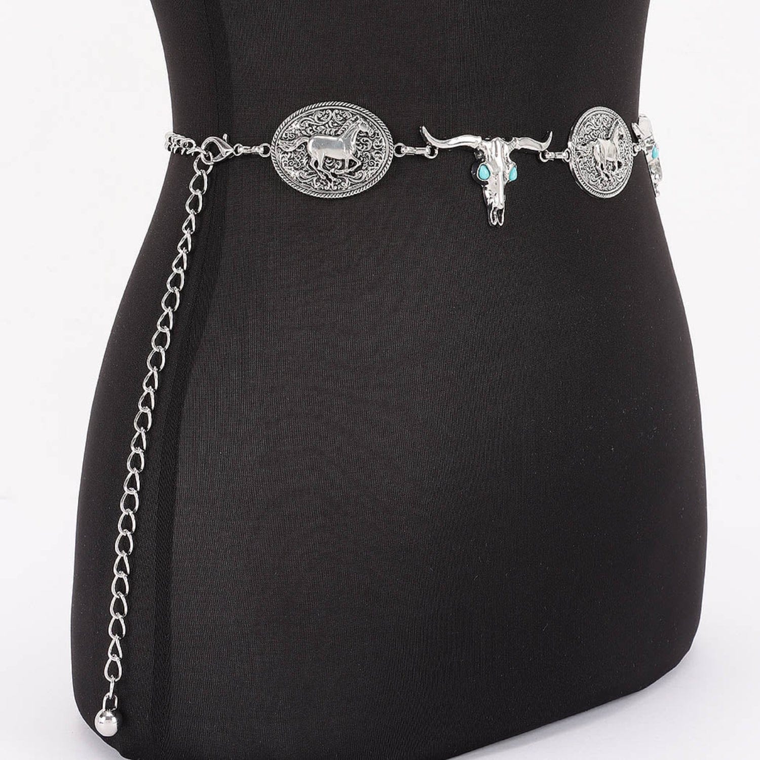 Gympie Saddleworld & Country Clothing Womens Belts Western Chain Belt Longhorn & Running Horses