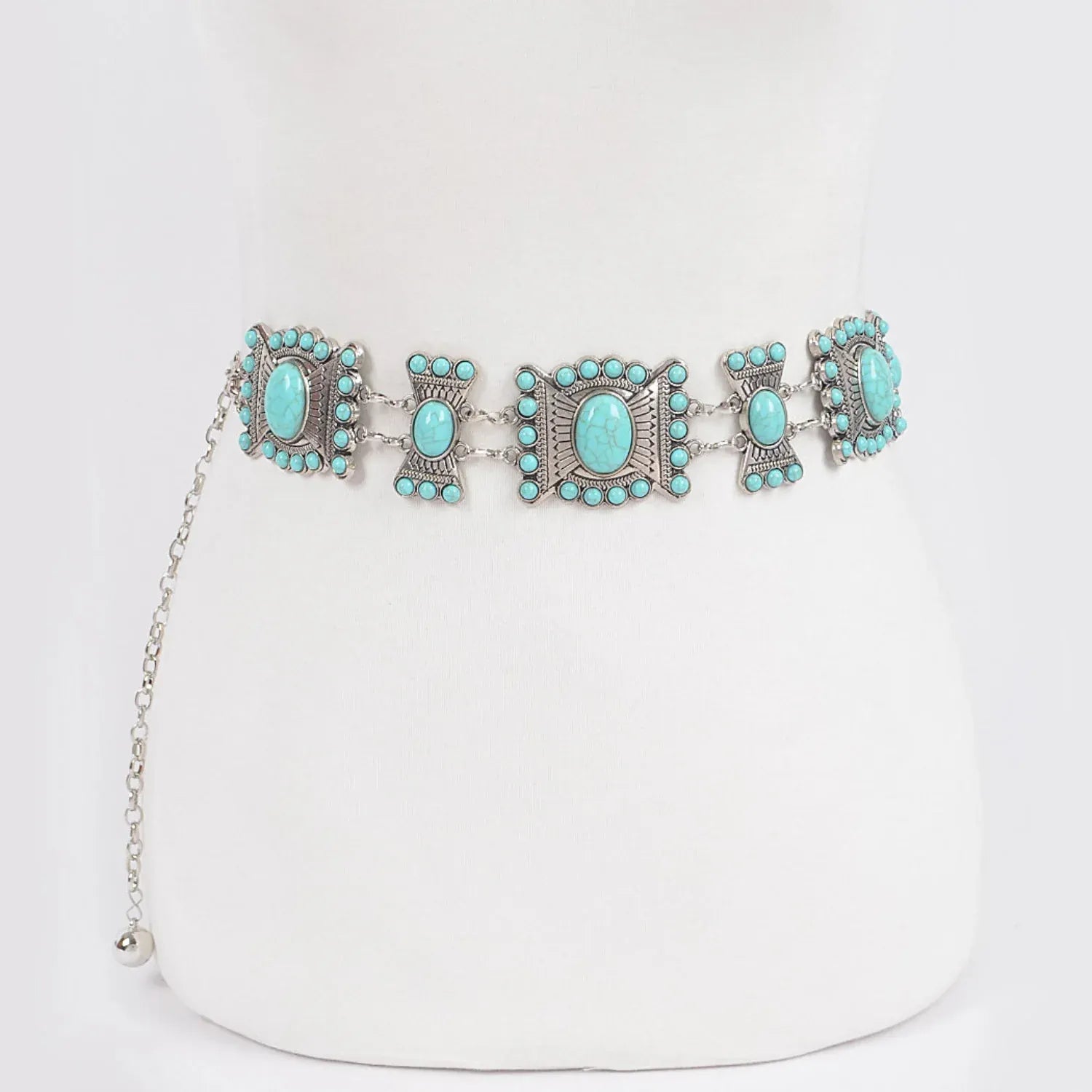 Gympie Saddleworld & Country Clothing Womens Belts Western Chain Belt Multi Metal with Turquoise