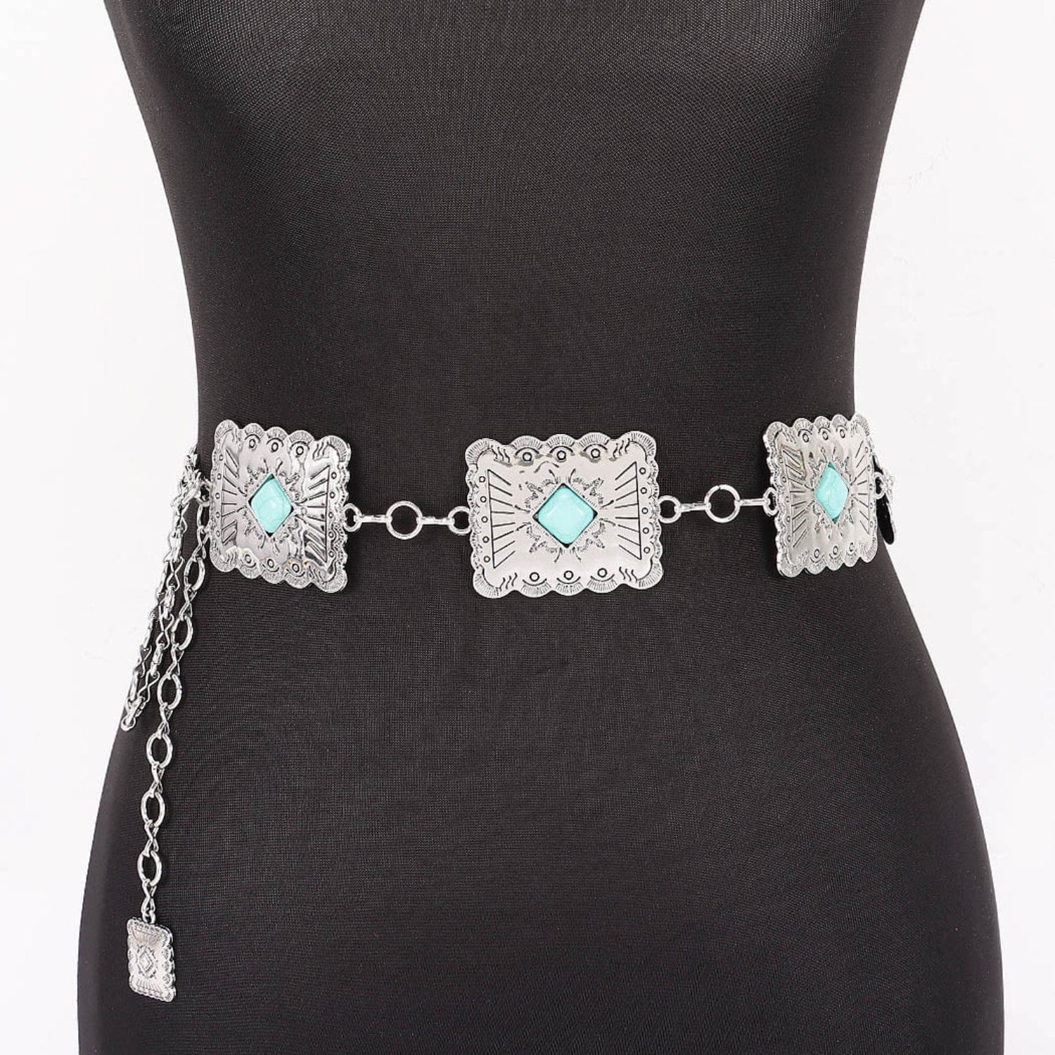 Gympie Saddleworld & Country Clothing Womens Belts Western Chain Belt Turquoise Accent