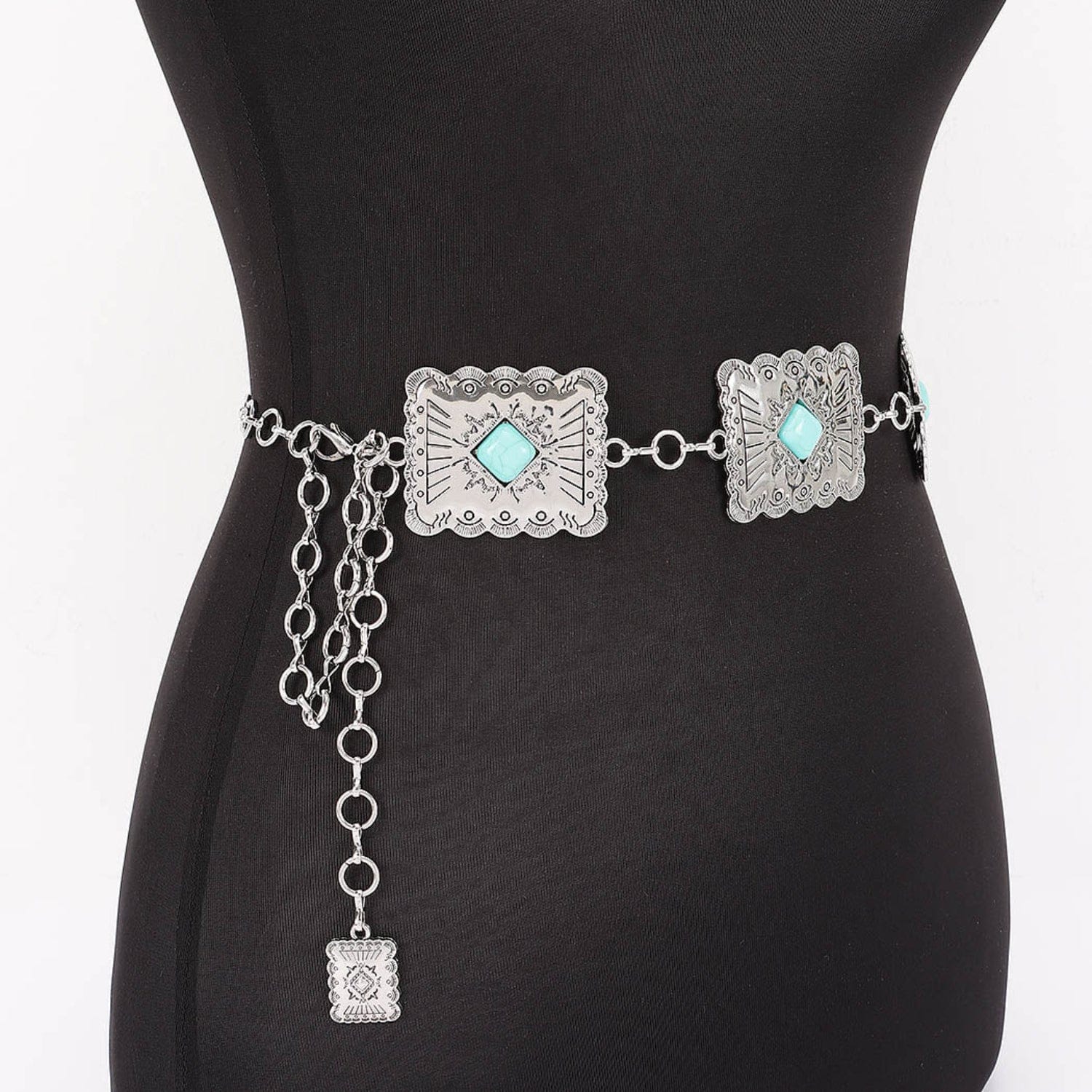 Gympie Saddleworld & Country Clothing Womens Belts Western Chain Belt Turquoise Accent