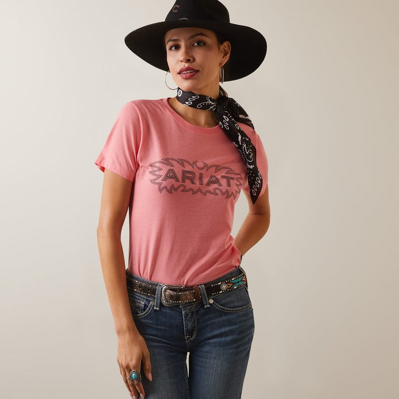 Gympie Saddleworld & Country Clothing Womens Tops S / Coral Heather Ariat Womens Ariat Stitch T-Shirt (10044604)