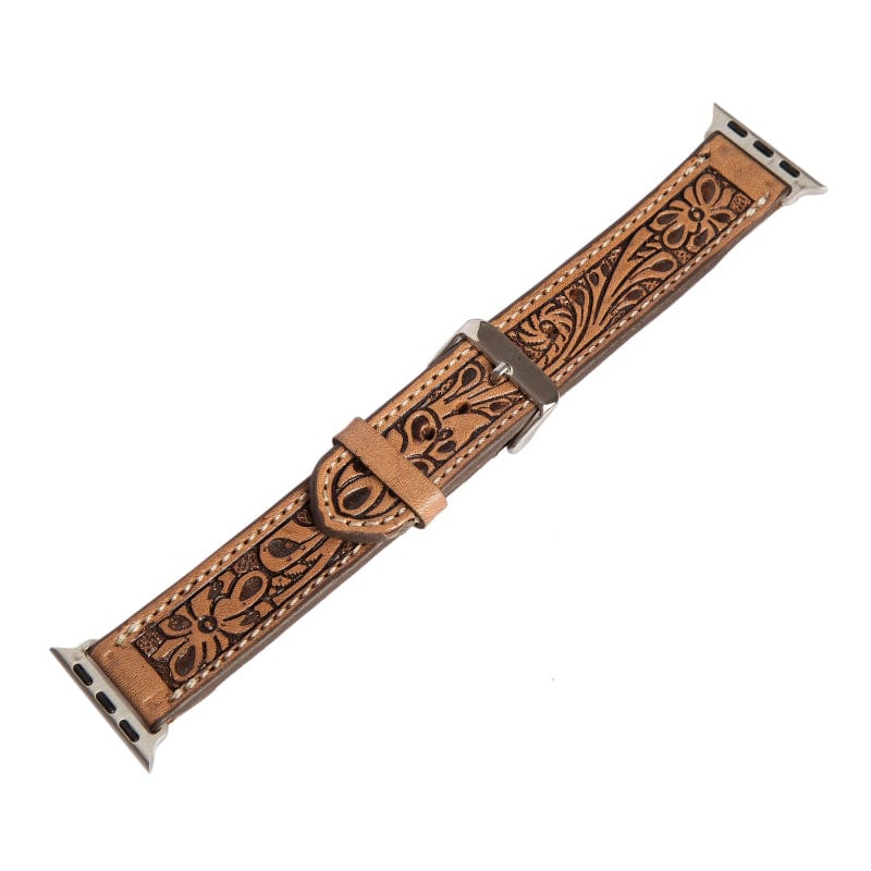 Gympie Saddleworld Gifts & Homewares L 42/44/45mm / Dark Brown Leather Tooled Apple Watch Straps