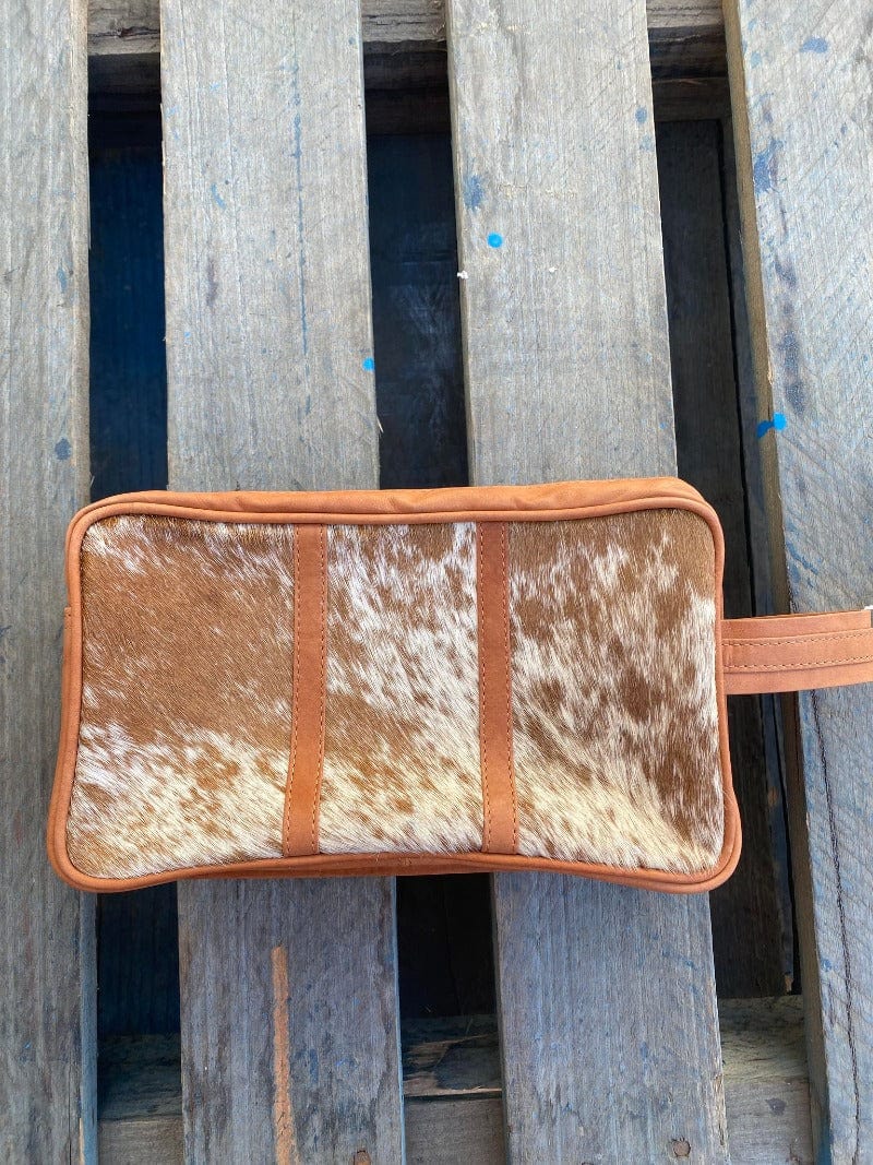 Gympie Saddleworld Gifts & Homewares Tan Toiletry Bag Hair on & Tan Leather