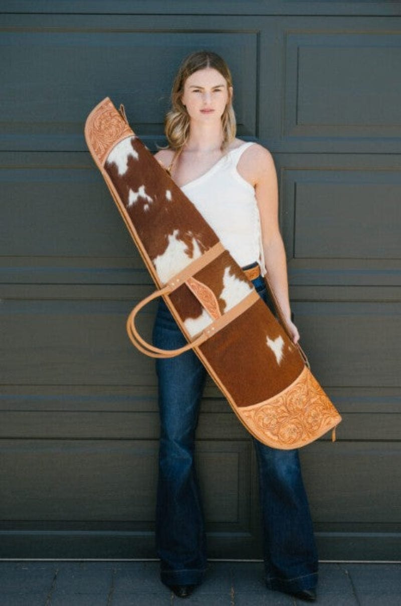 Gympie Saddleworld Gifts - Homewares Tan/White Cowhide Gun Carry Bag