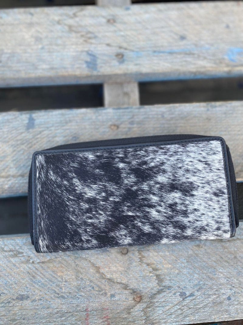 Gympie Saddleworld Handbags & Wallets Black Leather Cowhide Wallet with Zip (MONTREAL)