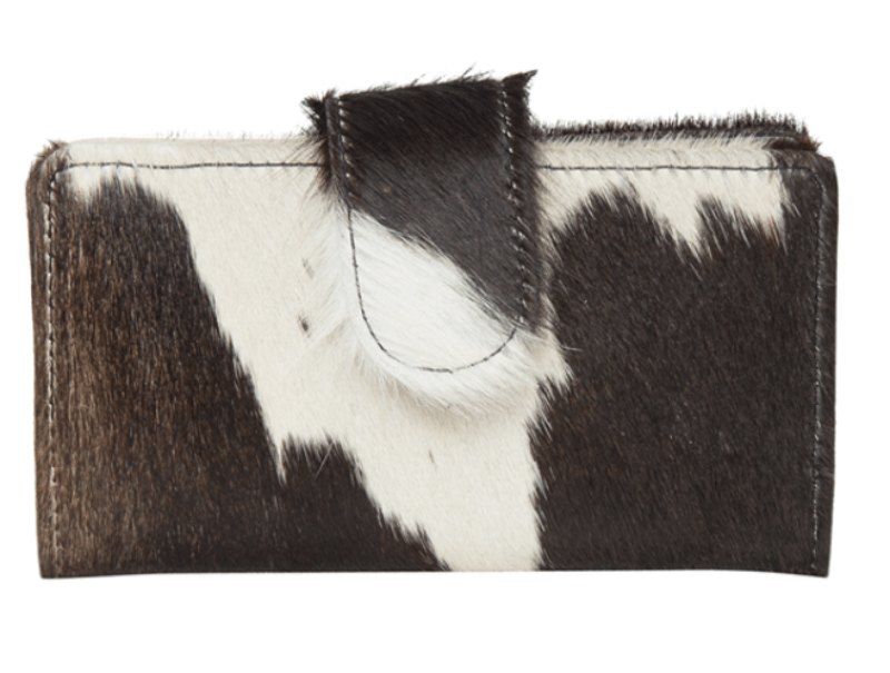 Gympie Saddleworld Handbags & Wallets Dark Brown/White Cowhide Wallet