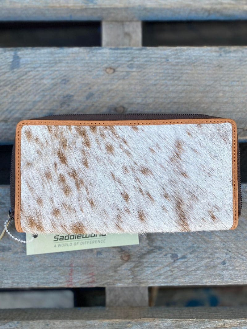 Gympie Saddleworld Handbags & Wallets Tan Leather Cowhide Wallet with Zip (MONTREAL)