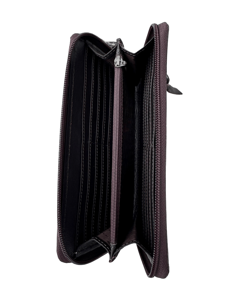 Gympie Saddleworld Handbags - Wallets Tan/White Cowhide & Boot Stitch Clutch